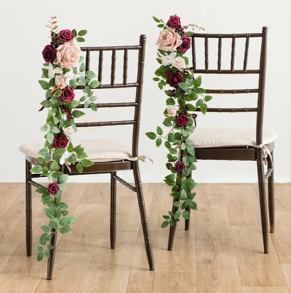 Gorgeous Set Of 10 Artifical Wedding Flowers: Bordeaux and Marsala Red